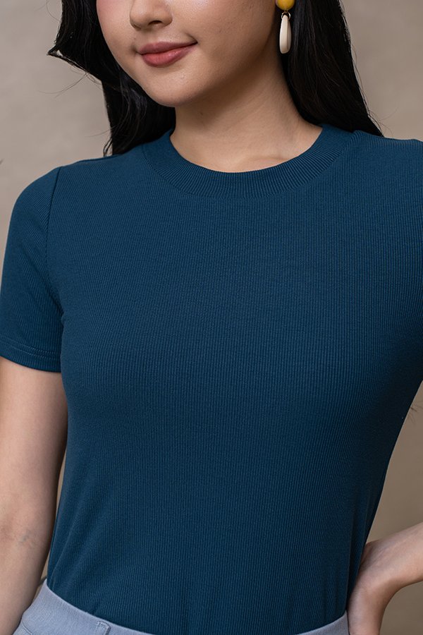 PAXTON RIBBED TOP (TEAL BLUE)