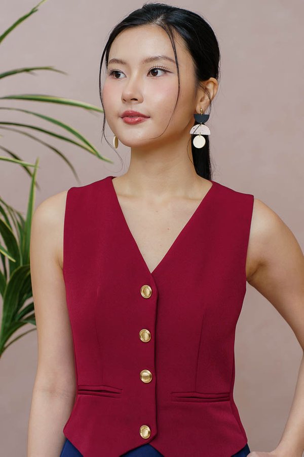 CAMILLE VEST DRESS (WINE RED)