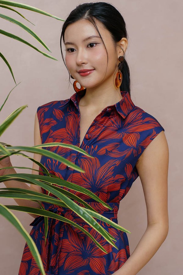 BUDS & BLOOM PRINTED FLORAL DRESS (DAZZLING BLUE)