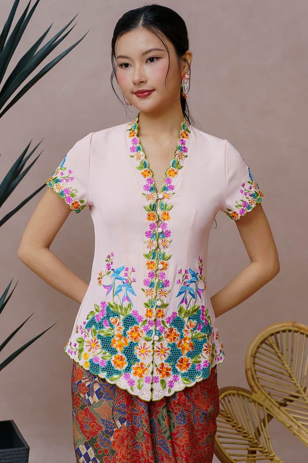 SONG OF THE SWALLOW EMBROIDERY NYONYA KEBAYA (PASTEL PINK)