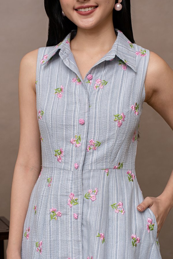ELODIE EMBROIDERY SHIRT DRESS (LIGHT BLUE)