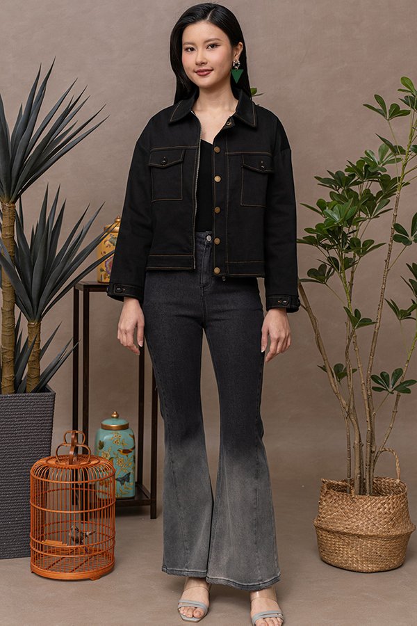 JULIEN BELL BOTTOM DENIM JEANS (OMBRE BLACK)