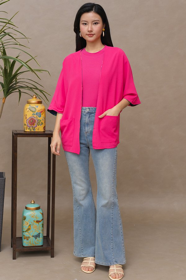 THE BARNYARD REVERSIBLE KIMONO JACKET (NAVY FUCHSIA PINK)