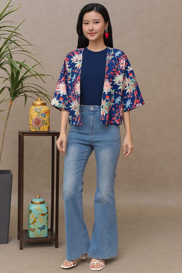 FLORAE REVERSIBLE KIMONO JACKET (NAVY COBALT BLUE)