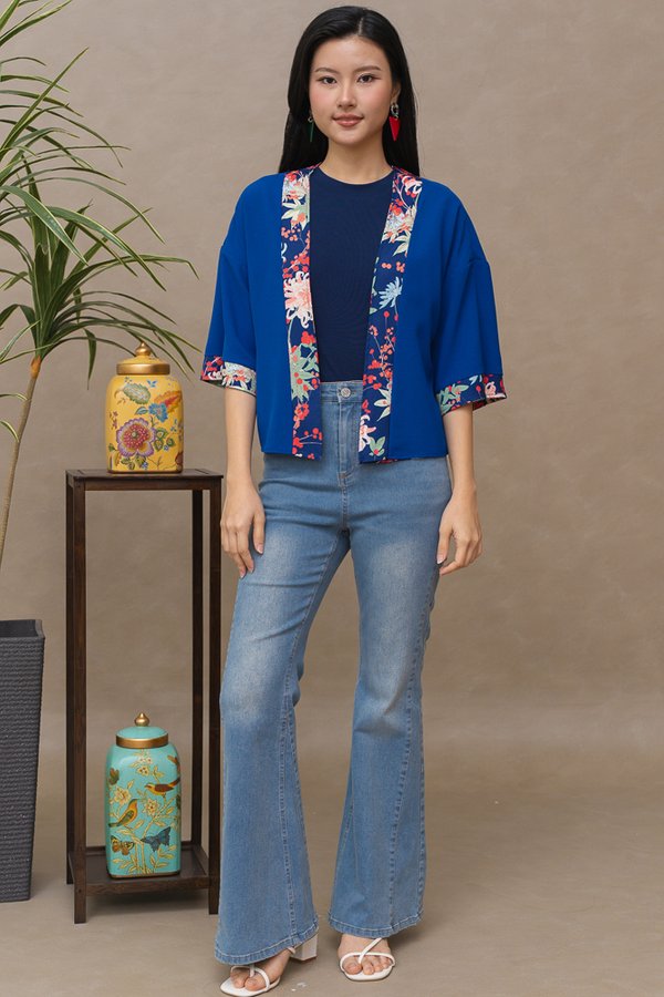 FLORAE REVERSIBLE KIMONO JACKET (NAVY COBALT BLUE)
