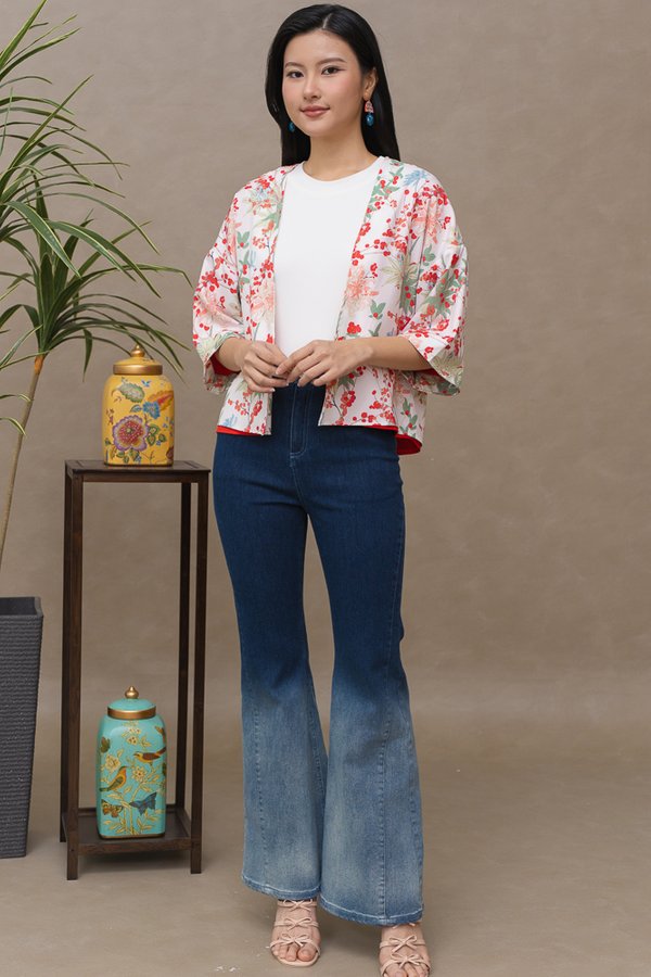 FLORAE REVERSIBLE KIMONO JACKET (WHITE TANGERINE)