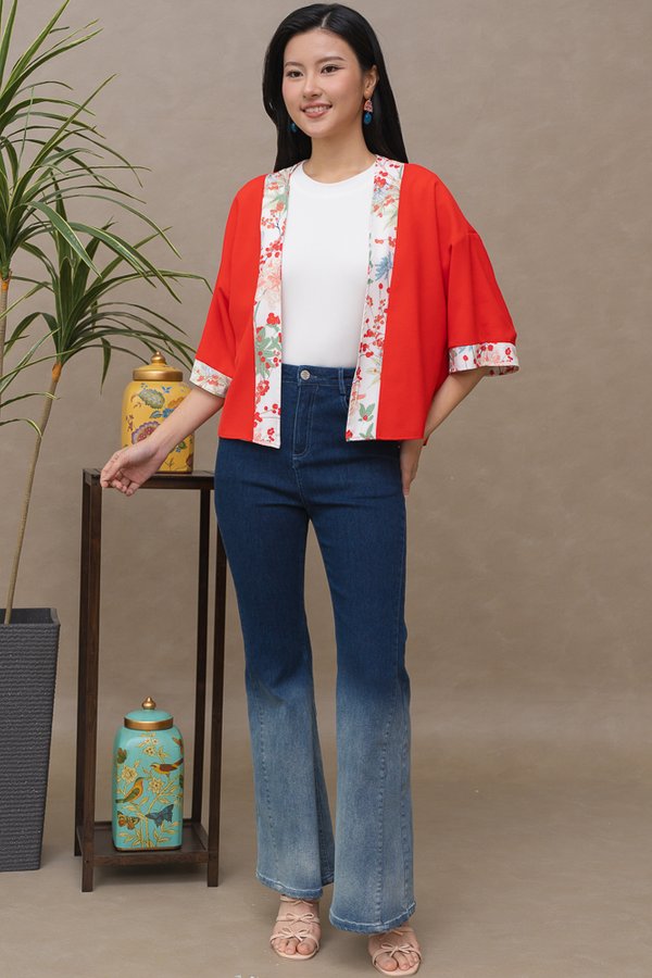 FLORAE REVERSIBLE KIMONO JACKET (WHITE TANGERINE)