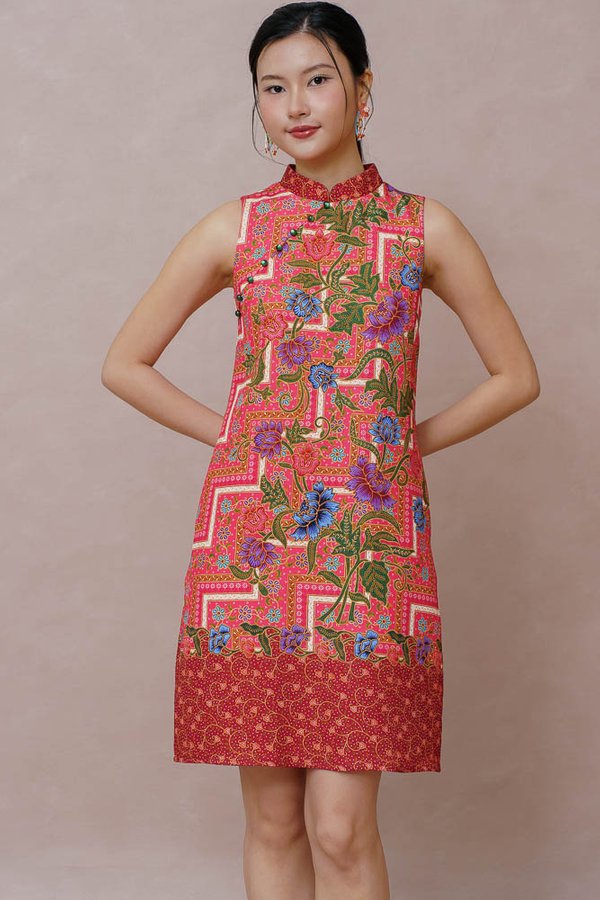 RUMAH INTAN BATIK CHEONGSAM DRESS (GERANIUM PINK)