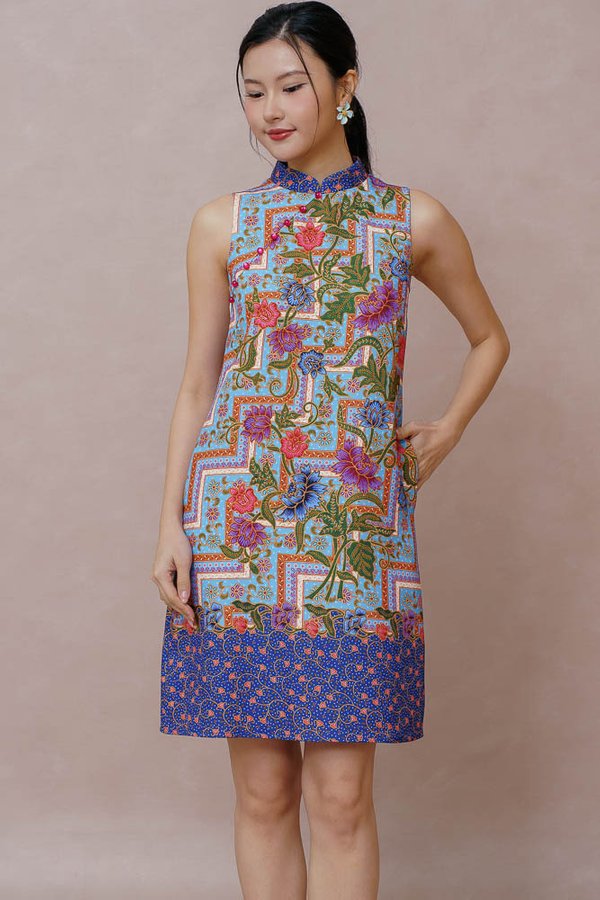 RUMAH INTAN BATIK CHEONGSAM DRESS (RICH BLUE)