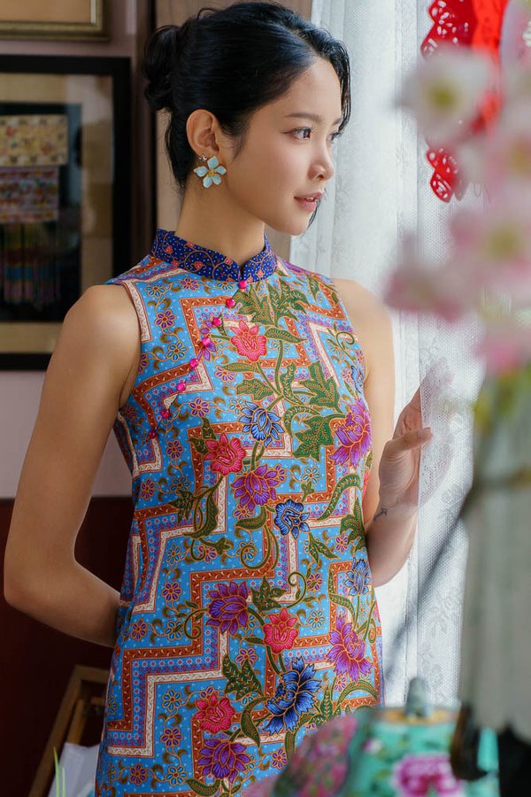 RUMAH INTAN BATIK CHEONGSAM DRESS (RICH BLUE)