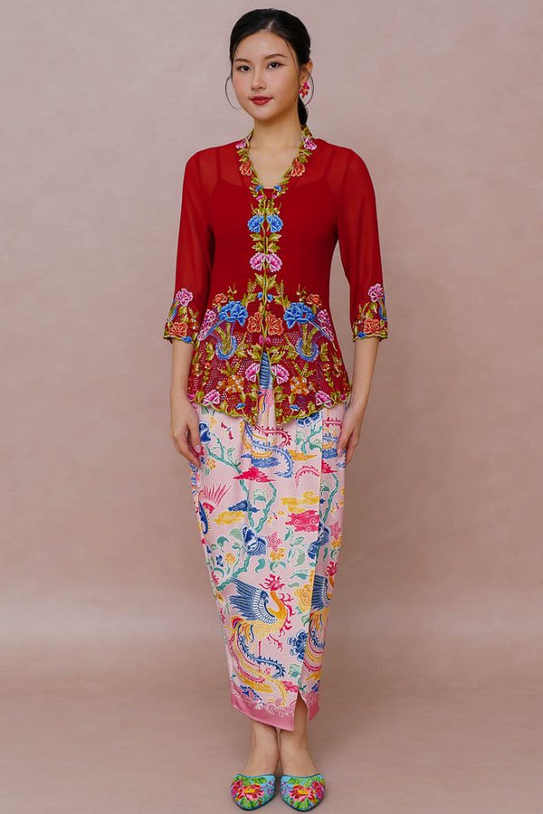 CELESTIAL PLUMAGE BATIK NYONYA SKIRT (BALLET SLIPPER PINK)