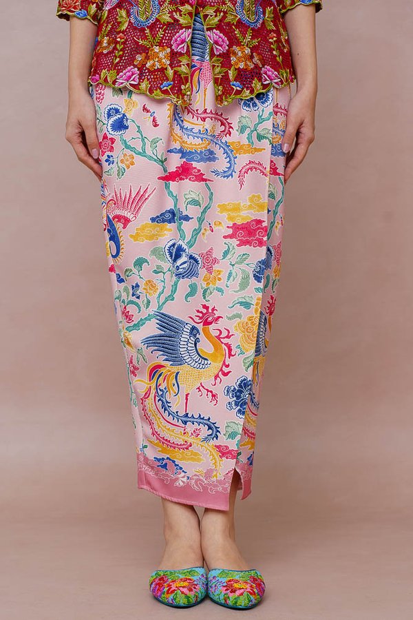 CELESTIAL PLUMAGE BATIK NYONYA SKIRT (BALLET SLIPPER PINK)