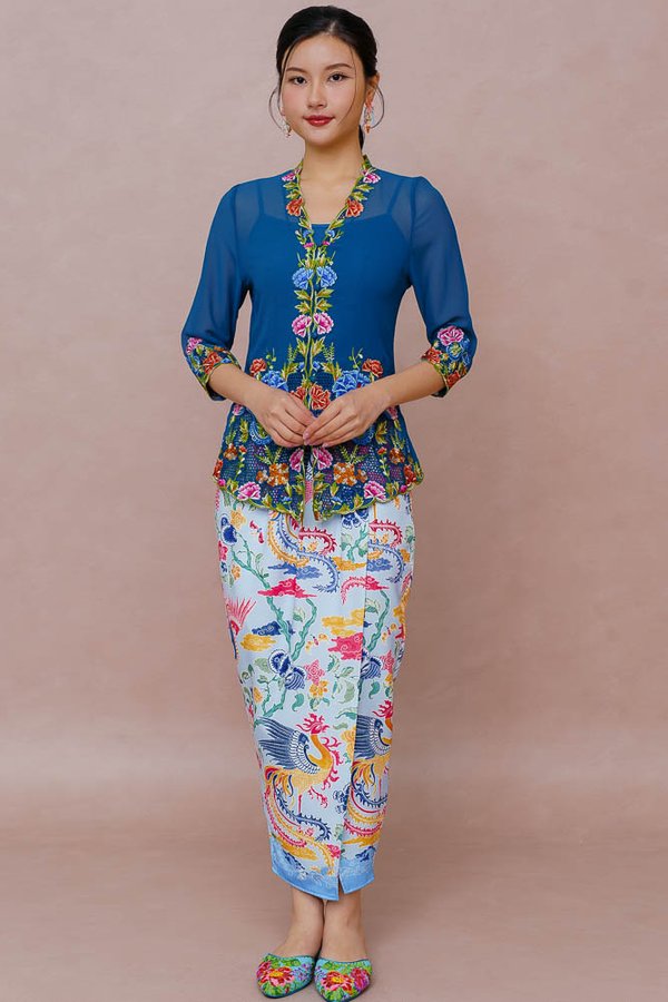 CELESTIAL PLUMAGE BATIK NYONYA SKIRT (COSMIC BLUE)