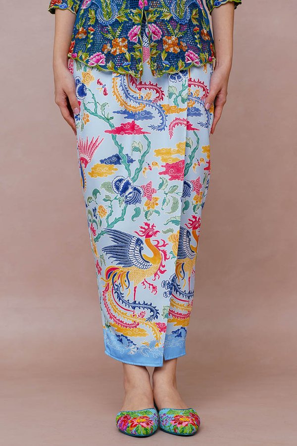 CELESTIAL PLUMAGE BATIK NYONYA SKIRT (COSMIC BLUE)