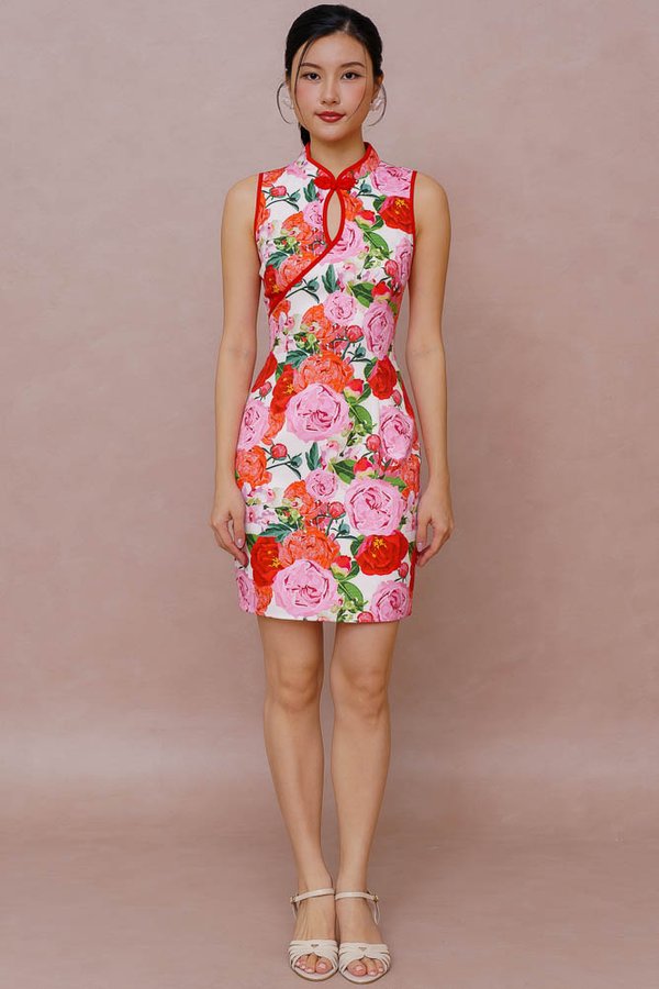 SCARLET ROSE CHEONGSAM DRESS (WHITE)