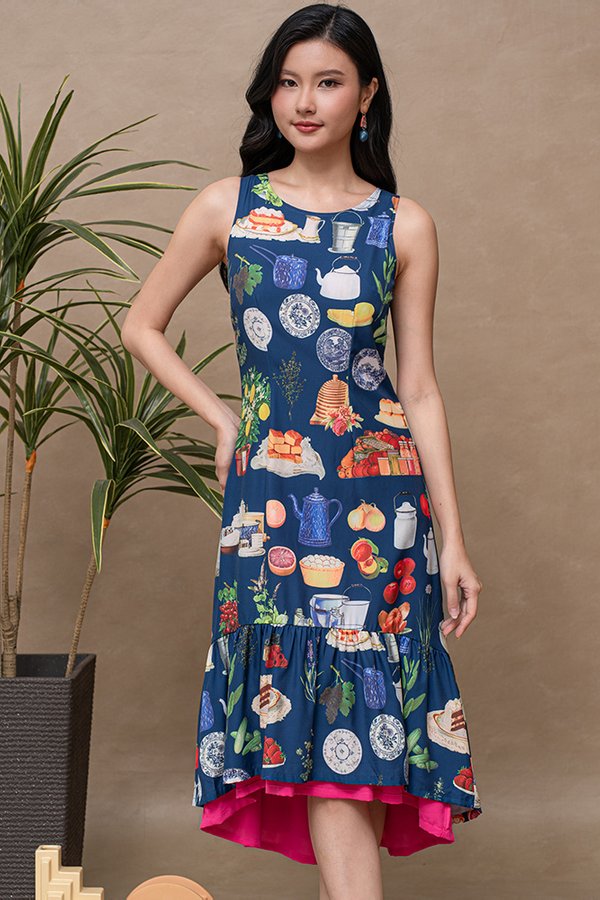 THE BARNYARD REVERSIBLE DRESS (NAVY/FUCHSIA PINK)