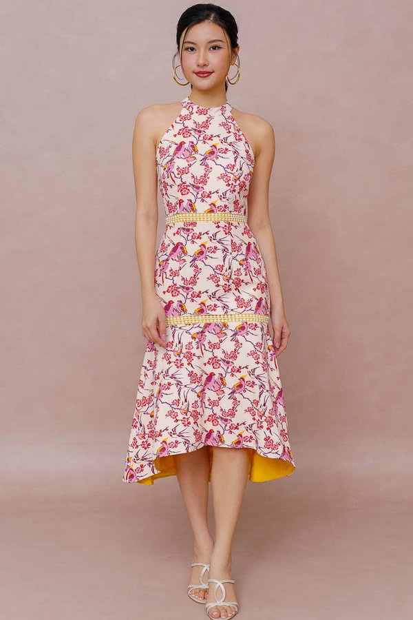 ENCHANTED GARDEN HALTER NECK MERMAID DRESS (OFF WHITE)