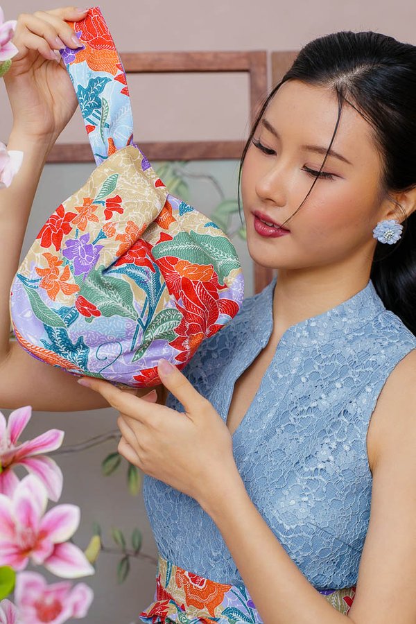 RAINBOW BLOSSOMS BATIK WRISTLET BAG