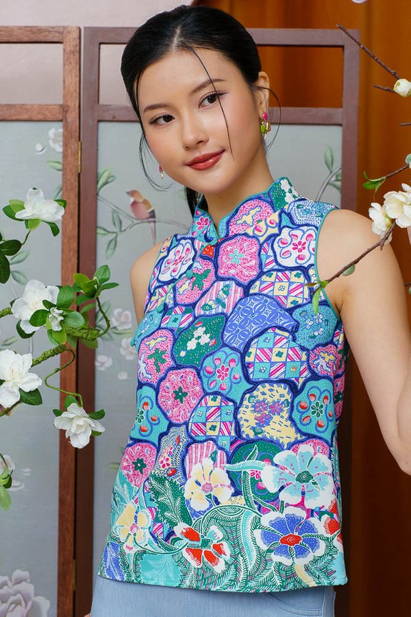 RONA MANIS BATIK MOSAIC CHEONGSAM TOP (IMPERIAL COAST)
