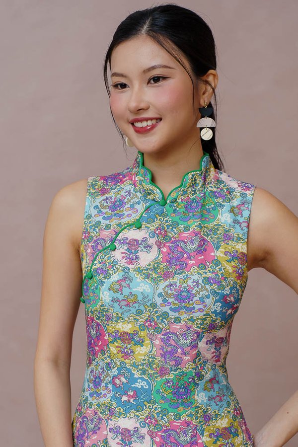 REALM OF THE CELESTIAL GUARDIANS BATIK CHEONGSAM DRESS (OPALINE)