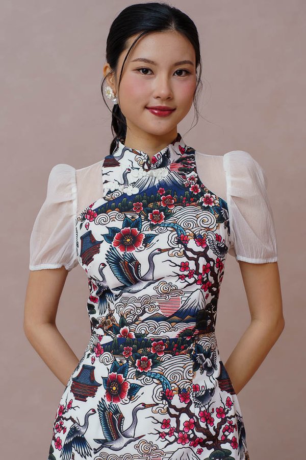 HEIAN DREAMSCAPE CHEONGSAM DRESS (MISTY WHITE)