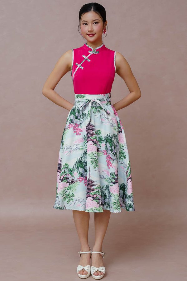 KIRA KIRA OMACHA FLARE CHEONGSAM DRESS (FUCHSIA PINK)