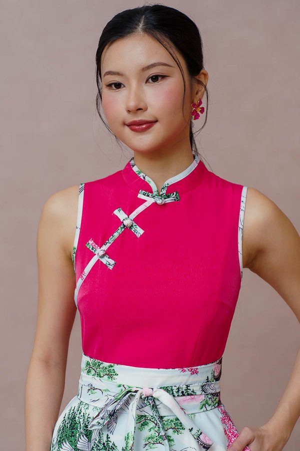 KIRA KIRA OMACHA FLARE CHEONGSAM DRESS (FUCHSIA PINK)