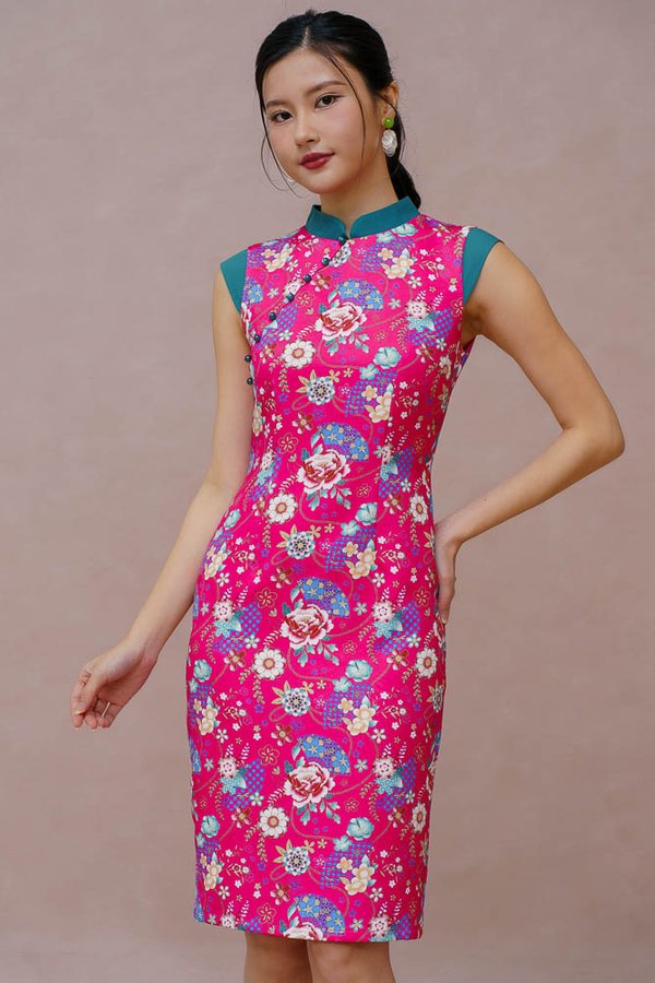 HANA SENSU CHEONGSAM DRESS (FUCHSIA PINK)