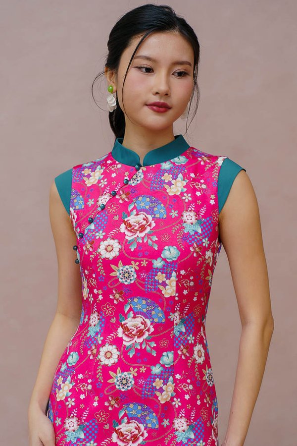 HANA SENSU CHEONGSAM DRESS (FUCHSIA PINK)