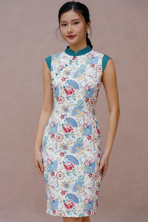 HANA SENSU CHEONGSAM DRESS (CLOUDY WHITE)