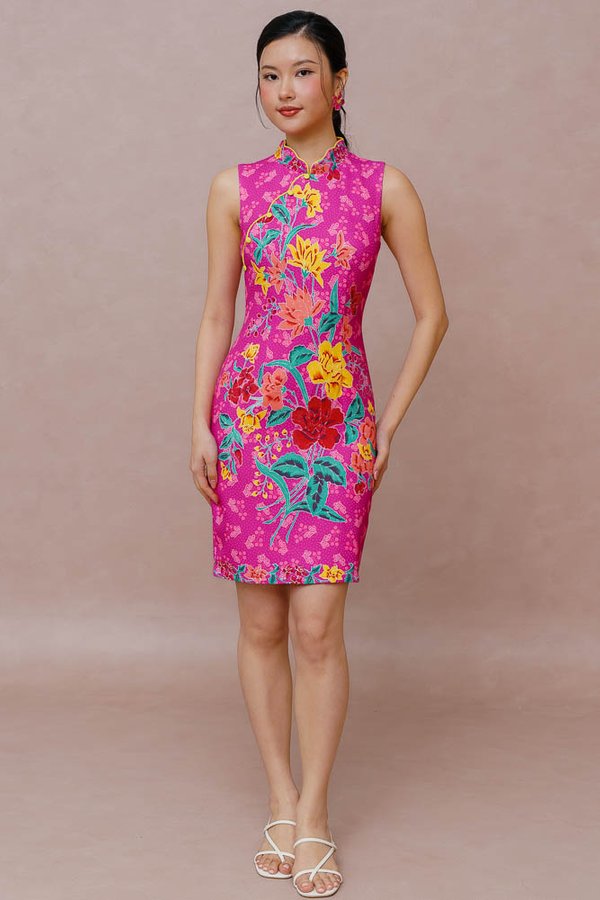 THE BLOOMING HOUR BATIK CHEONGSAM DRESS (FUCHSIA PINK)