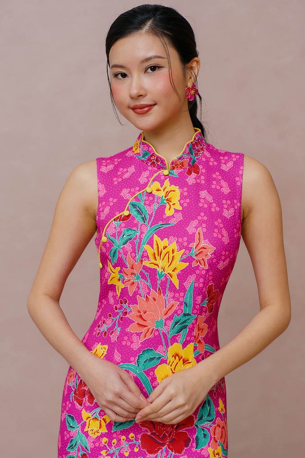 THE BLOOMING HOUR BATIK CHEONGSAM DRESS (FUCHSIA PINK)