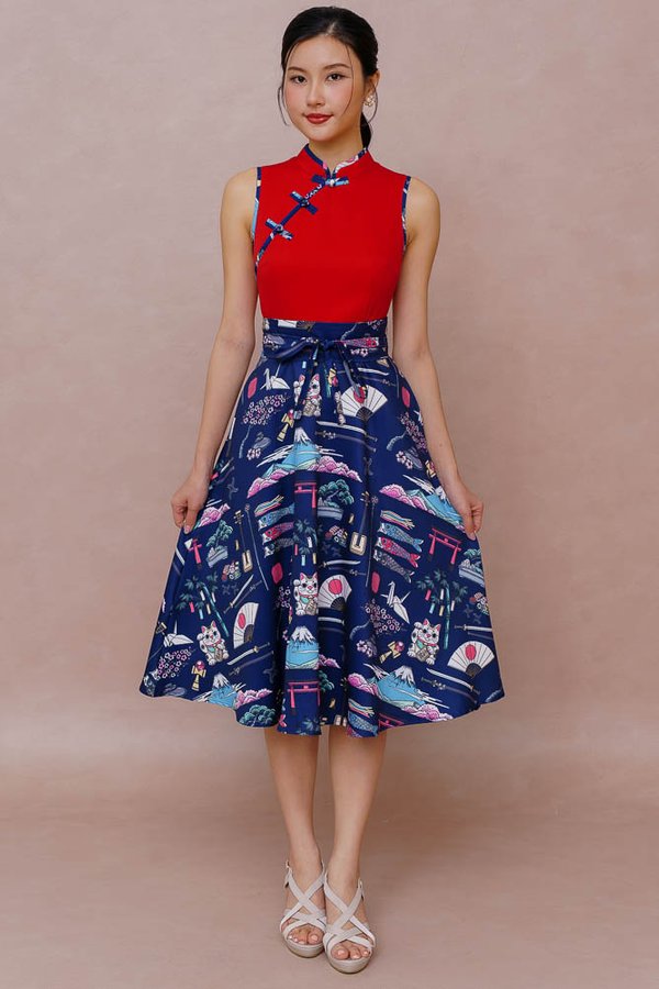 KIRA KIRA OMACHA FLARE CHEONGSAM DRESS (CRIMSON RED)