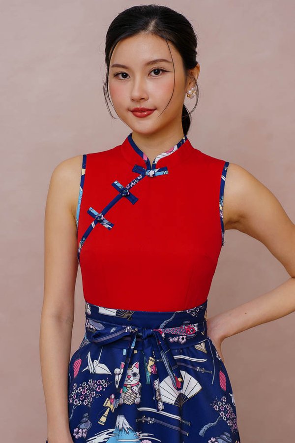 KIRA KIRA OMACHA FLARE CHEONGSAM DRESS (CRIMSON RED)