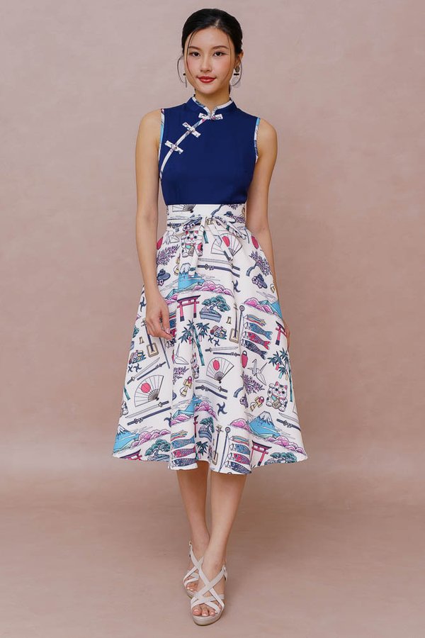 KIRA KIRA OMACHA FLARE CHEONGSAM DRESS (FRENCH NAVY)