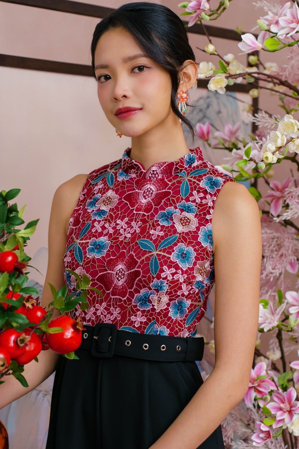 THE DREAMWEAVER CROCHET CHEONGSAM JUMPSUIT (SHIRAZ)