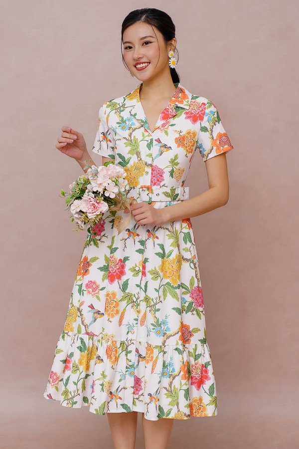 ARTEMISIA FLORAL SHIRT DRESS (WHITE)