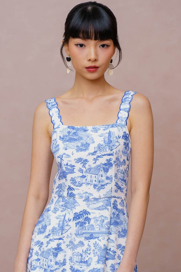 LA PASTORALE TOILE MIDI DRESS (BLUE TOILE)