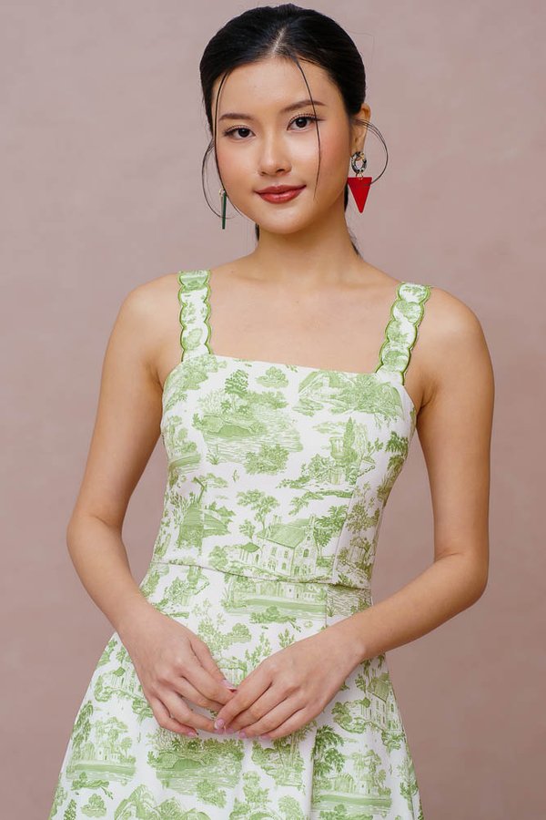 LA PASTORALE TOILE MIDI DRESS (PISTACHIO TOILE)