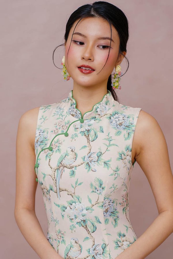 THE EVERCHIME GARDEN CHEONGSAM DRESS (PALE ECRU)