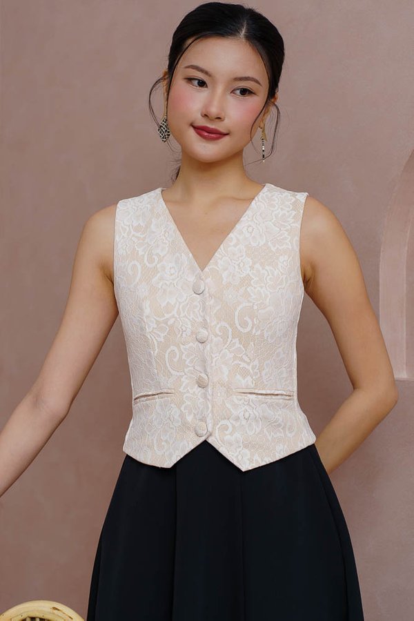 DERVIA HALF & HALF LACE VEST DRESS (WHITE)