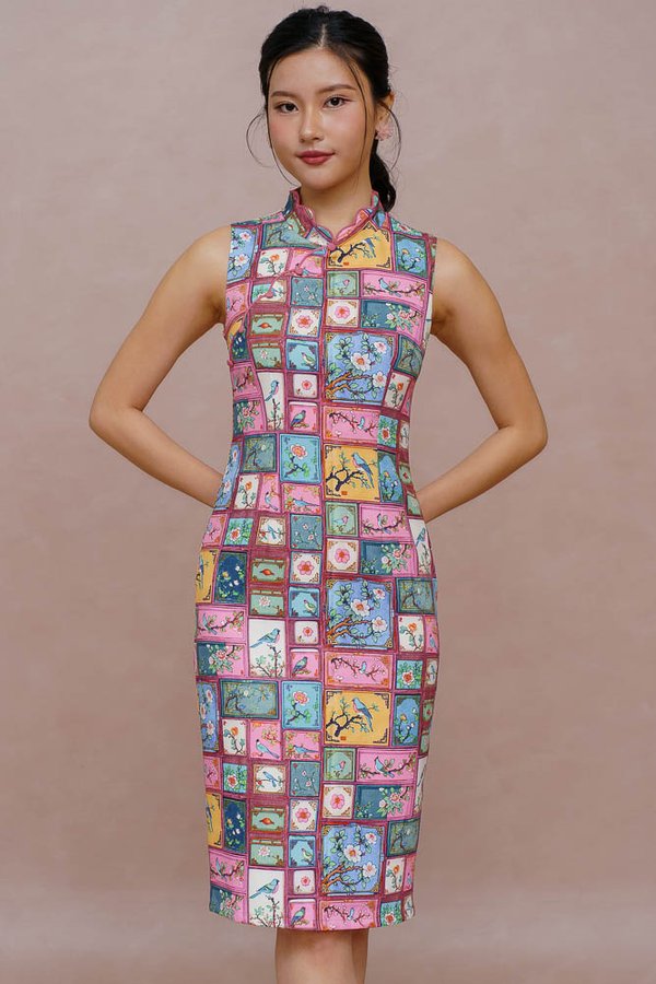 A HUNDRED PANELS OF SONGBEARERS CHEONGSAM DRESS (SOFT PASTELS)