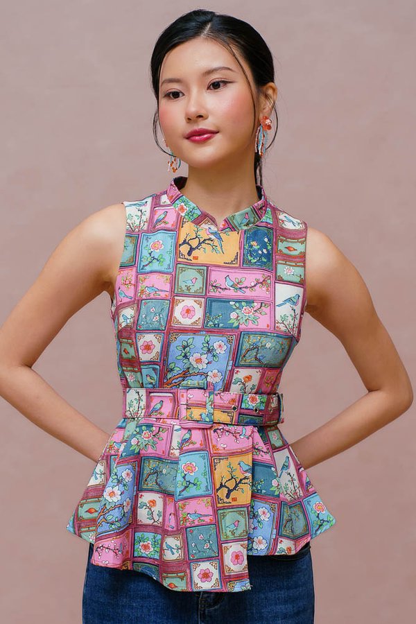 A HUNDRED PANELS OF SONGBEARERS CHEONGSAM TOP (SOFT PASTELS)