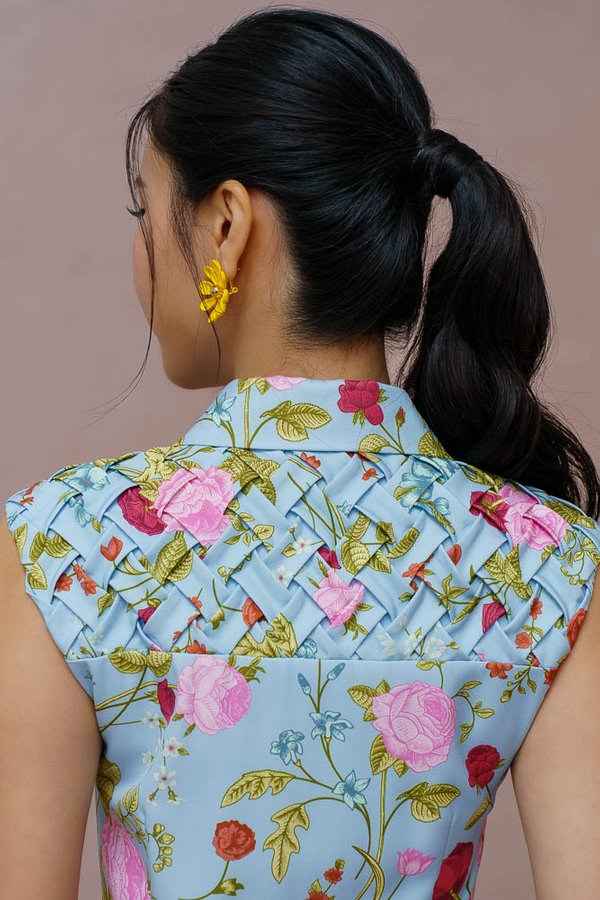 WHISPERS OF BLOOM LATTICE SHIRT DRESS (SKY BLUE)