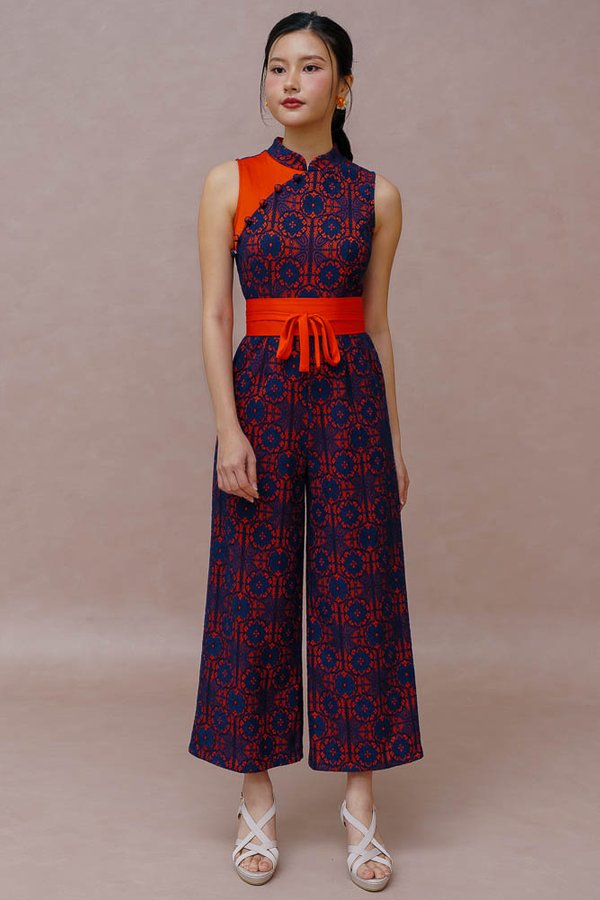 ETHEREAL THREAD LACE CHEONGSAM JUMPSUIT (NAUTICAL EMBER)