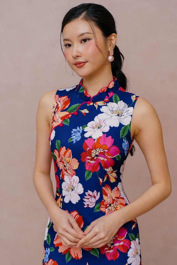 FLORA OF DAWN MERMAID CHEONGSAM DRESS (NAVY)