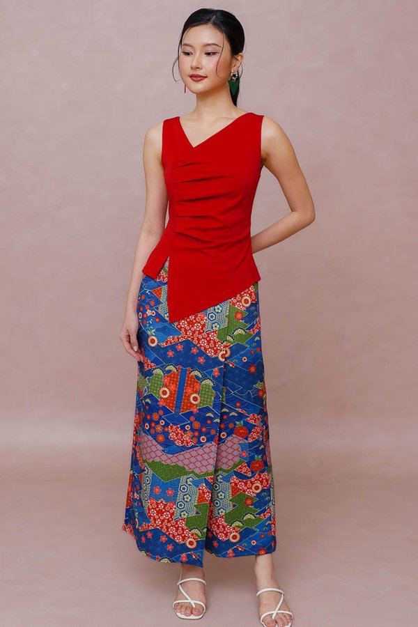 BLUE AUTUMN IN KYOTO FRONT FLAP CULOTTES