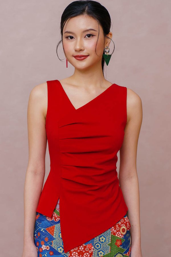 FARADAY ASYMMETRIC PLEATED TOP (RED)