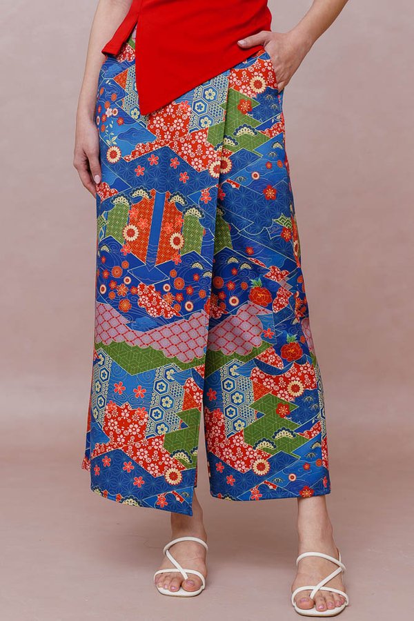 BLUE AUTUMN IN KYOTO FRONT FLAP CULOTTES