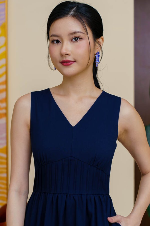 LUNA FLARE DRESS (NAVY)
